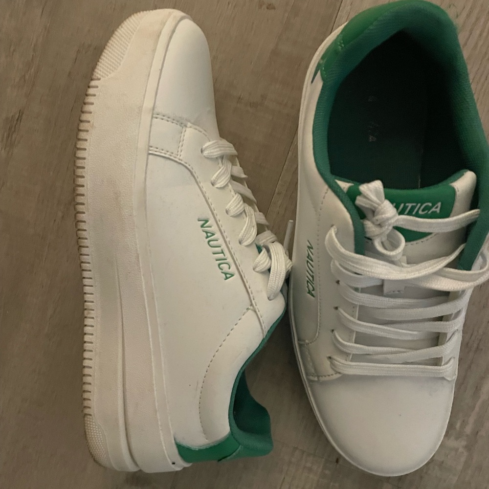 Nautica White and Green Sneakers Classic Design